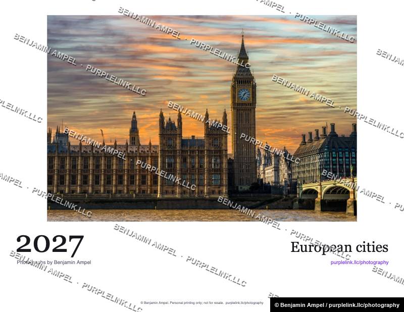 Cover of the 2027 European cities calendar